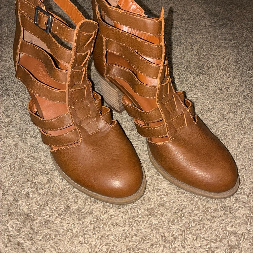 American Eagle Outfitters Tan Strappy Ankle Boots